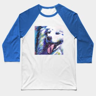 Samoyed dog art Bright colorful pop art Baseball T-Shirt